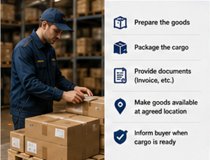 Exporter preparing cargo at warehouse under EXW shipping agreement